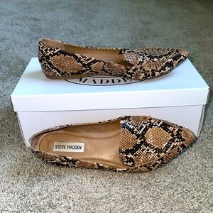 Snake Print Studded Flats
